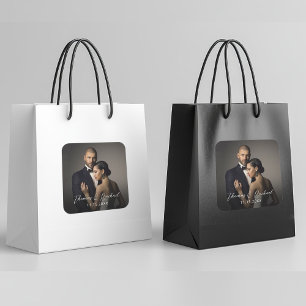 Custom Wedding Bride and Groom's Photo Square Sticker