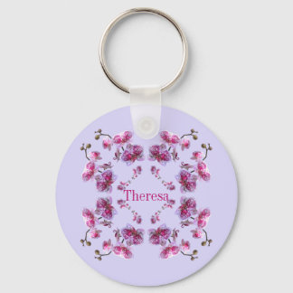 Custom Wedding Bridesmaid Gift Name Orchids Key Ring