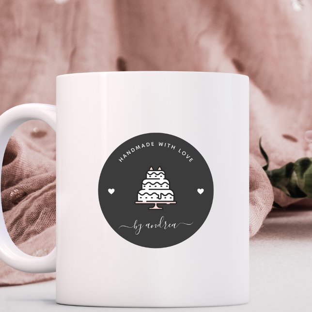 Custom Wedding Cake Handmade with Love Bakery Classic Round Sticker (Creator Uploaded)