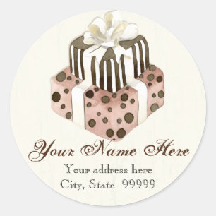 Custom Wedding Cake Modern Dot Stripe Swirls Classic Round Sticker