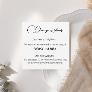 Custom wedding cancellation announcement card