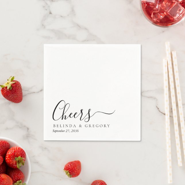 Custom Wedding Cheers Cocktail Modern Napkins (Insitu)