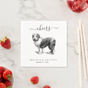 Custom Wedding Cheers Dog Animal Pet Illustration Napkin
