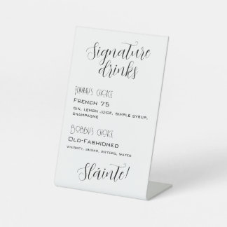 Custom Wedding Cocktail menu Pedestal Sign