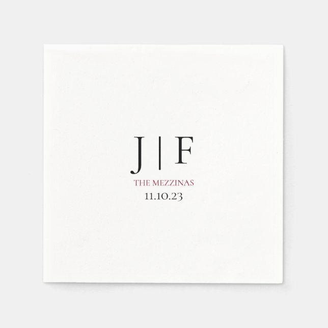 Custom Wedding Cocktail Paper Napkin (Front)