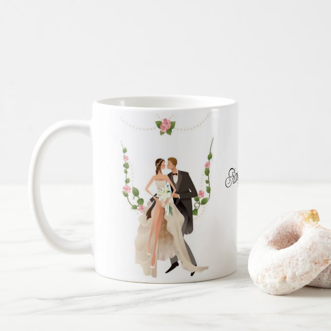 Custom Wedding  Coffee Mug (With Donut)