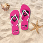 Custom Wedding Colours Goth Alternative Bride Flip Flops<br><div class="desc">Cute skull in a heart goth, alternative flip flops for the dark and moody wedding. Perfect for the bride before or after the ceremony to get into something more comfortable. Also great for the honey moon or just going around town. The words MRS and your last name decorate the heal...</div>