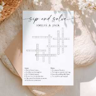 Custom Wedding Crossword Sip and Solve Game Invitation