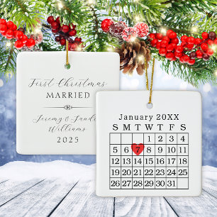 Custom Wedding Date Calendar Christmas Ornament
