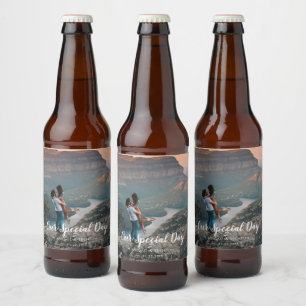 Custom Wedding Day Photo Beer Bottle Label