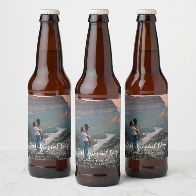 Custom Wedding Day Photo Beer Bottle Label (Bottles)
