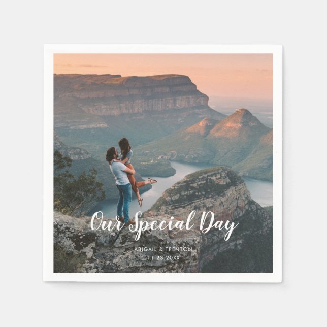 Custom Wedding Day Photo Napkin (Front)