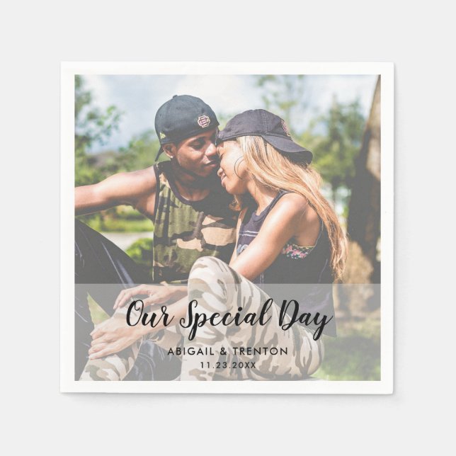 Custom Wedding Day Photo Napkins (Front)