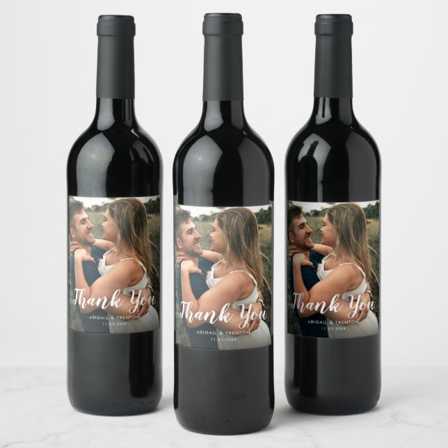 Custom Wedding Day Photo Thank You Wine Label (Bottles)