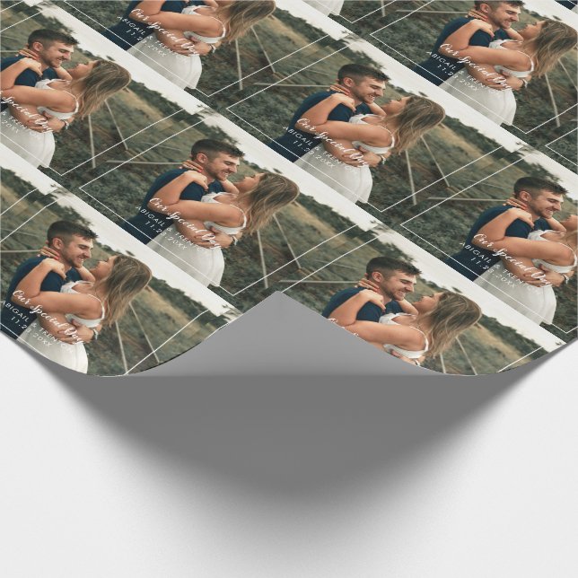 Custom Wedding Day Photo  Wrapping Paper (Corner)