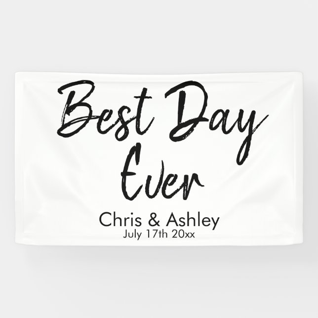 Custom Wedding Decor for Reception Best Day Ever Banner (Horizontal)