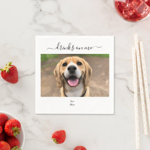 Custom Wedding Dog Drinks on Me Pet Fun Photo Napkin