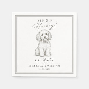 Custom Wedding Dog Pet Greenery Printable bow Napkin