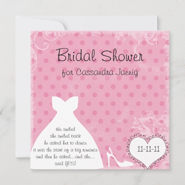 Custom Wedding Dress Bridal Shower Invitation (Front)