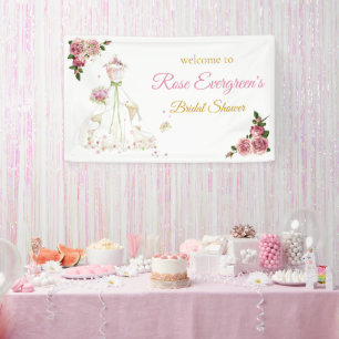 Custom Wedding dress pink flowers Banner