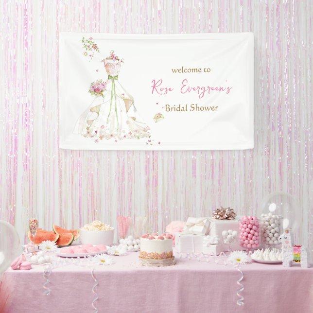 Custom Wedding dress pink flowers Banner (Party)