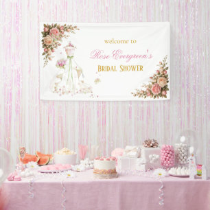 Custom Wedding dress pink flowers Banner