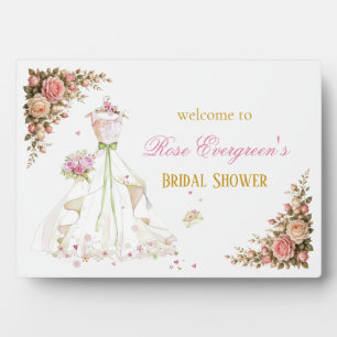 Custom Wedding dress pink flowers Plaque