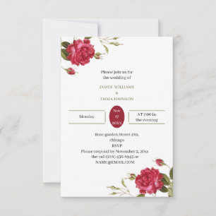 Custom Wedding Elegant Red Flower Invitation
