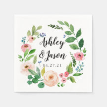 Custom Wedding Engagement Cocktail Napkins with Na