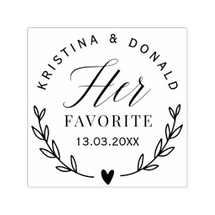 Custom Wedding Favour Her Favourite Classic Round  Self-inking Stamp