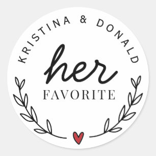Custom Wedding Favour Her Favourite Classic Round Sticker