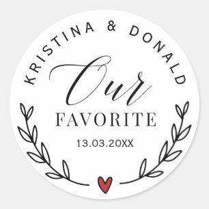 Custom Wedding Favour Our Favourite Classic Round Classic Round Sticker