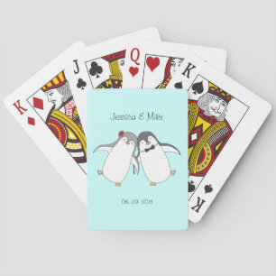Custom Wedding Favour Playing Card Cute Penguins