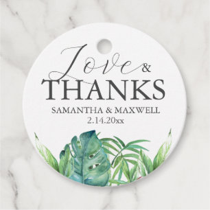 Custom Wedding Favour Tags Tropical Palm Leaves