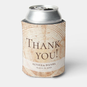 Custom Wedding favour Thank you Wood Cut Slice Can Cooler