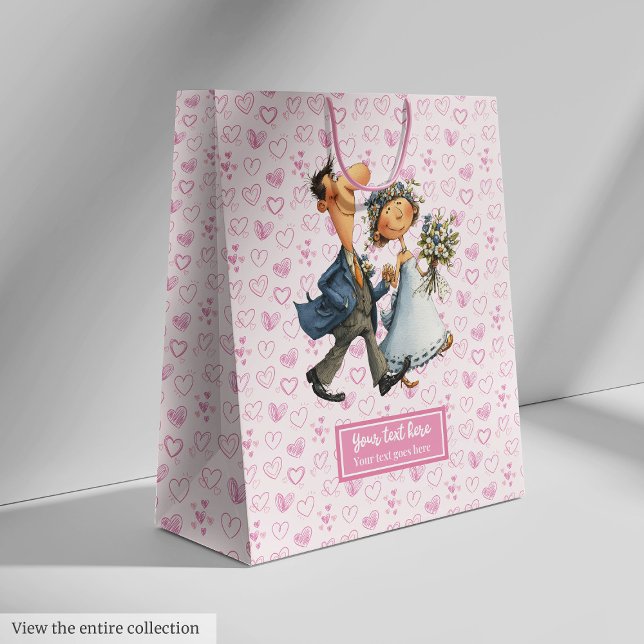 Custom Wedding Gift Bag Quirky Cartoon Newlyweds (Custom Wedding Gift Bag Quirky Cartoon Newlyweds)