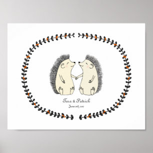 Custom Wedding Gift for Couple Cute Hedgehog Print