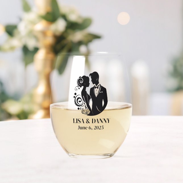 Custom Wedding Glassware Stemless Wine Glass (Insitu (Wedding))