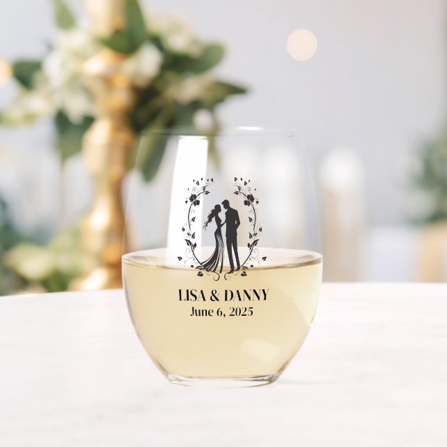 Custom Wedding Glassware Stemless Wine Glass (Insitu (Wedding))