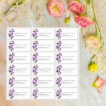 Custom Wedding Guest Address Labels Purple Floral<br><div class="desc">Wedding guest personalized address labels. Design 14" x1 14" sheet holds 18 return address labels. Personalize this template to add each name and address. A fancy script font for the name is above each address. Rolls are numbered from left to right. Zoom in to double-check the address changes and if...</div>