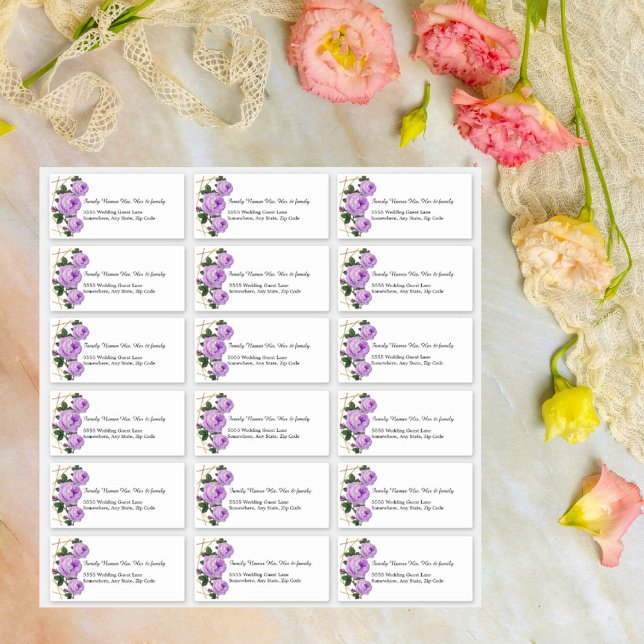 Custom Wedding Guest Address Labels Purple Floral (Creator Uploaded)