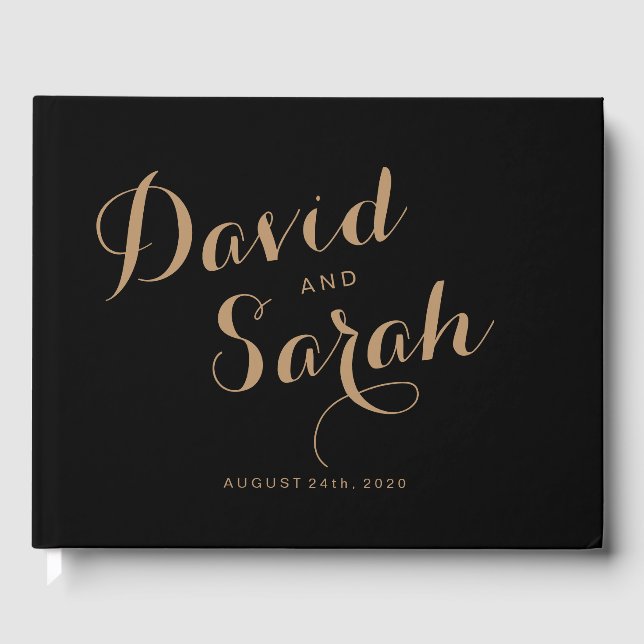 Custom Wedding Guest Book With Fancy Script Font (Front)