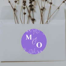 Custom Wedding Initial Sticker with Flowers