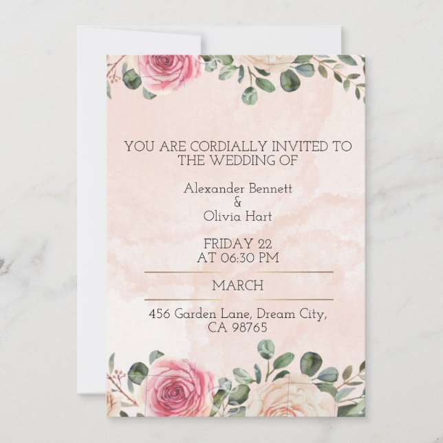 Custom Wedding Invitation Card – Elegant Printabl (Front)