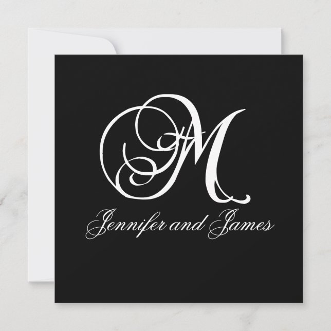 Custom Wedding Invitation Monogram M Names (Front)