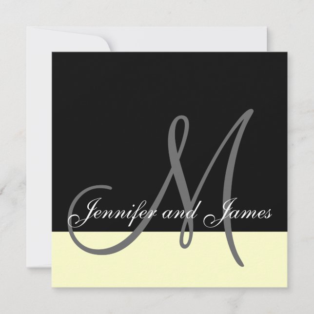 Custom Wedding Invitation Monogram Names Cream (Front)