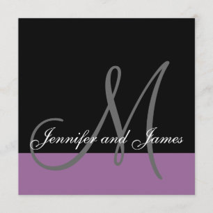 Custom Wedding Invitation Monogram Names Purple