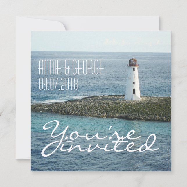 Custom Wedding Invitation New England Beach 1 (Front)