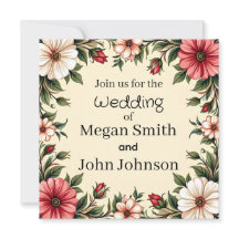 Custom Wedding Invitation with Elegant Pink Flower