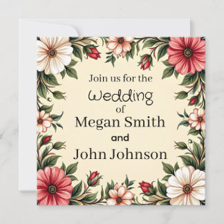 Custom Wedding Invitation with Elegant Pink Flower